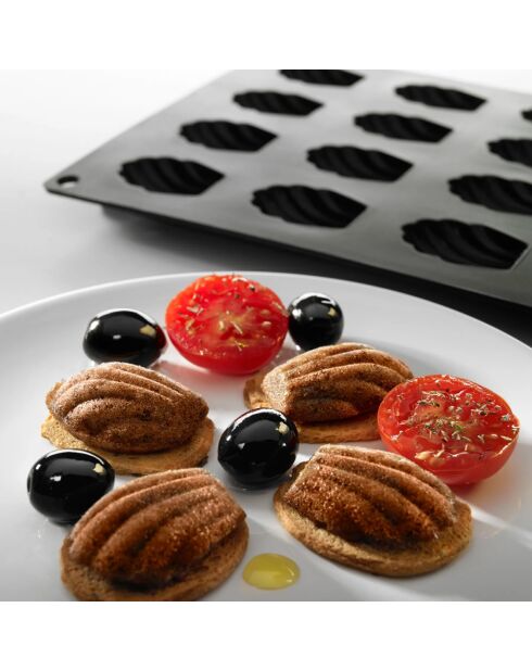 Stampo in silicone per 20 mini madeleine rosse - 30x17,5x0,9 cm