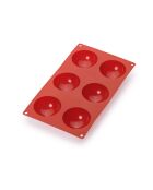 Stampo in silicone per 6 torte rosse a mezza sfera - 30x17,5x3,5 cm