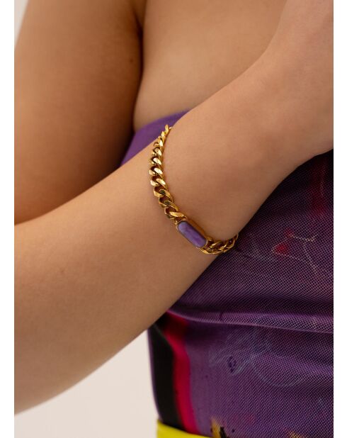 Columba Goldkettenarmband, lila Perlmutt