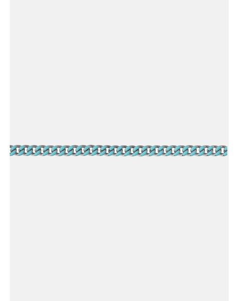 Kettenarmband aus poliertem Silber, türkisfarbene Emaille