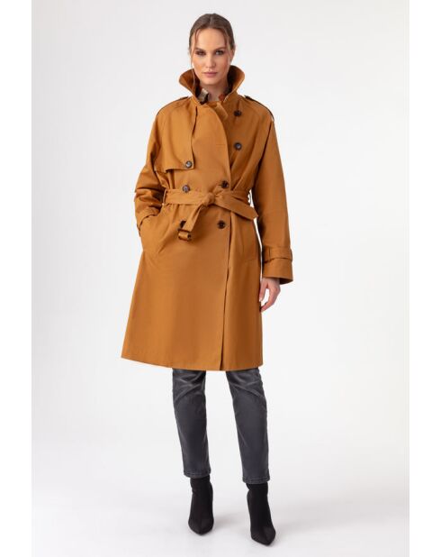 Trench+Gürtel aus Baumwolle Sylla tobacco