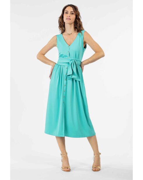 Robe+ceinture Cecilia aqua
