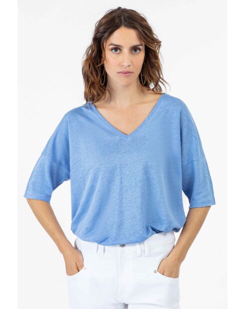 Tee-Shirt en lin Lazara bleuet