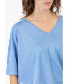 Lazara T-shirt van linnen met korenbloemen