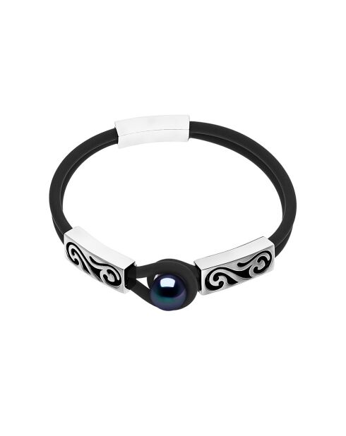 Tahiti schwarzes SPORT-Silberarmband