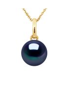 FOREVER LOVE zwarte Tahiti geelgouden hanger