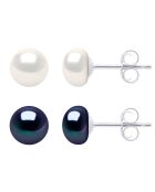 Pendientes de plata CLASSIC PEARLS naturales blanco/negro Tahití