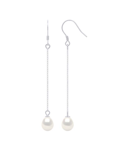 Pendientes de plata blanca natural FOR EVER