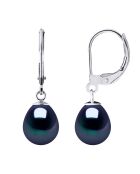 Pendientes de oro blanco con joyas negras de Tahití