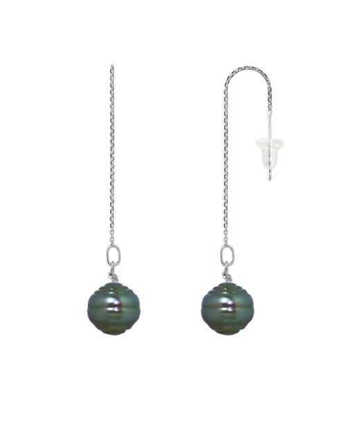 Tahiti/witte zwarte SIERADEN witgouden oorbellen