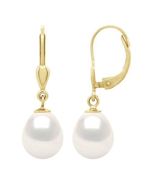 Natürlicher weißer SCHMUCK Ohrringe aus Gelbgold