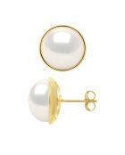 Natuurlijke witte JEWELLERY geelgouden oorbellen
