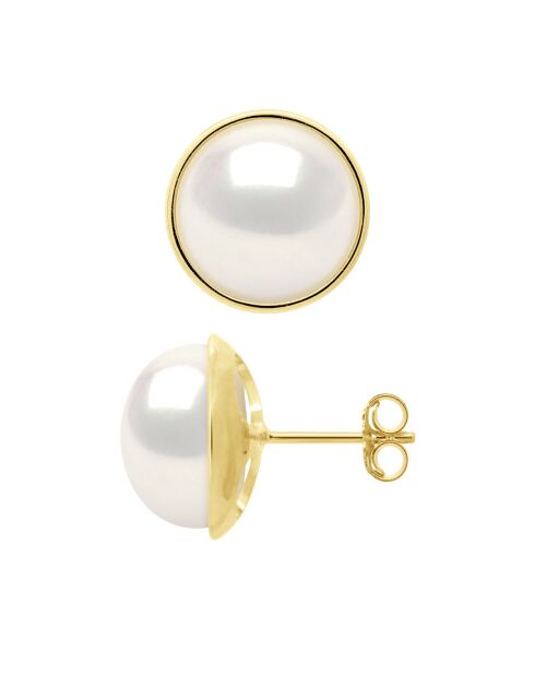 Natuurlijke witte JEWELLERY geelgouden oorbellen