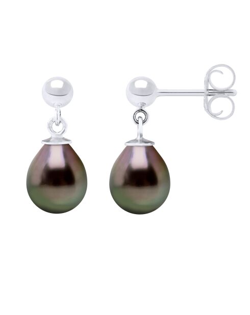 Tahiti/witte zwarte SIERADEN witgouden oorbellen