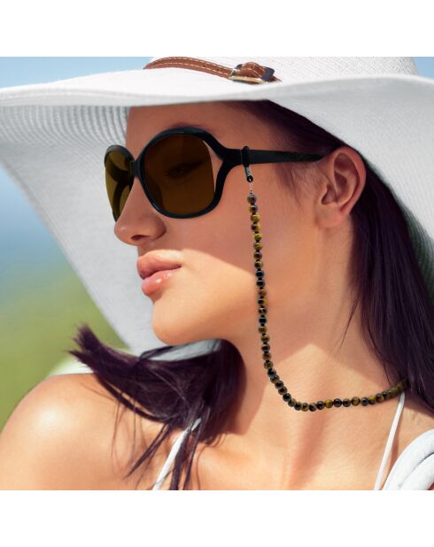 LIENS D'AMOUR silberne Brillenkette braungold