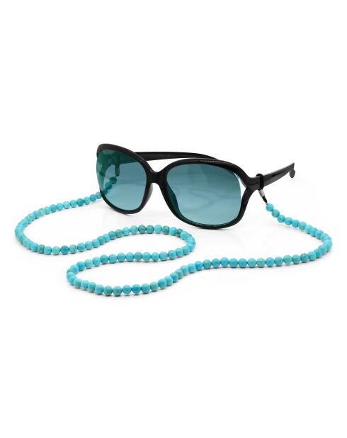 LIENS D'AMOUR silberne Brillenkette türkisblau
