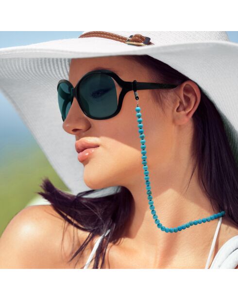 LIENS D'AMOUR silberne Brillenkette türkisblau