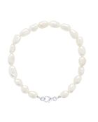CLASSIC PEARLS natuurlijke parelwitte zilveren armband