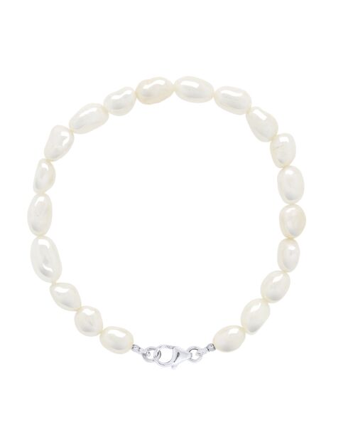 CLASSIC PEARLS natuurlijke parelwitte zilveren armband