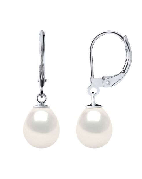 Natuurlijke witte sieraden witgouden oorbellen