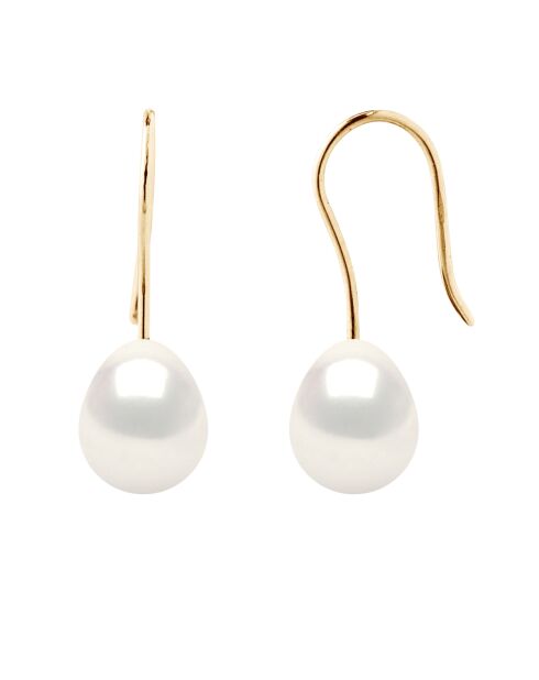 Boucles d'Oreilles en or jaune JOAILLERIE blanches naturelles