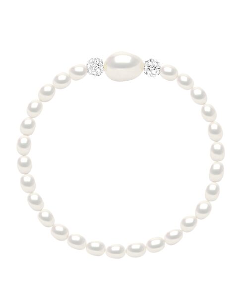 SUNNY PEARLS Armband aus natürlichem weißem Silber