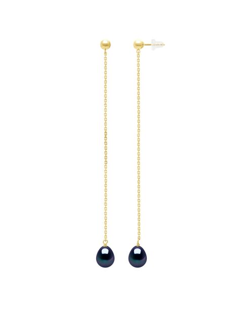 Ohrringe aus Gelbgold, schwarzer Schmuck, Tahiti