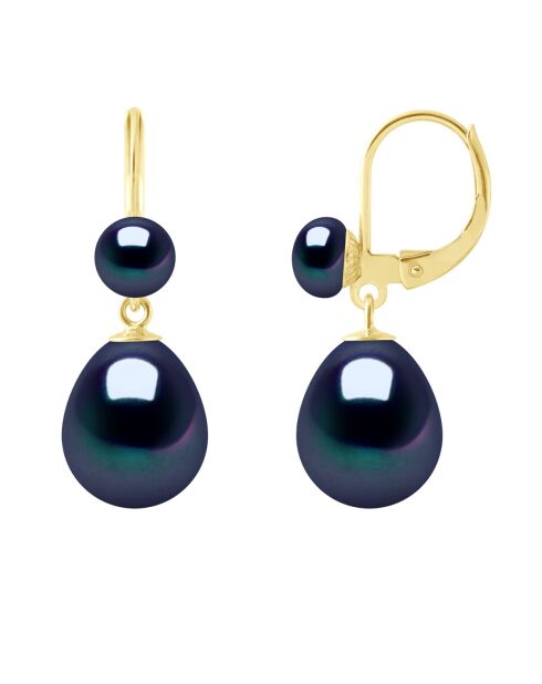 Ohrringe aus Gelbgold, schwarzer Schmuck, Tahiti