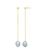 Schmuck aus Gelbgold, graue Perlenohrringe