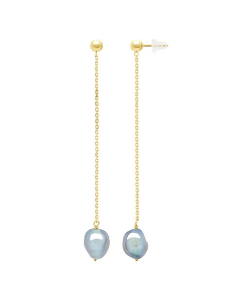 Schmuck aus Gelbgold, graue Perlenohrringe