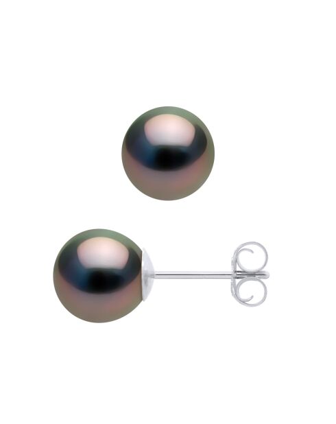 Tahiti/witte zwarte SIERADEN witgouden oorbellen