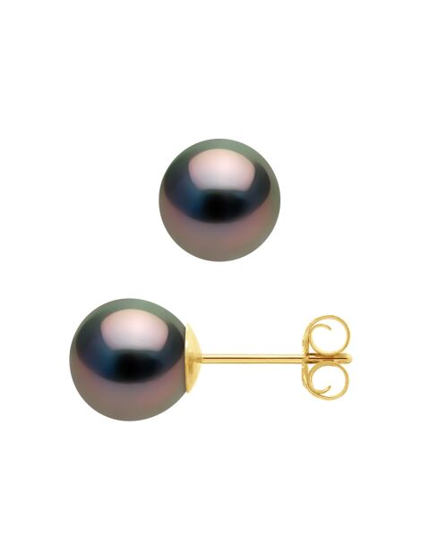 Ohrringe aus Gelbgold, schwarzer Schmuck, Tahiti