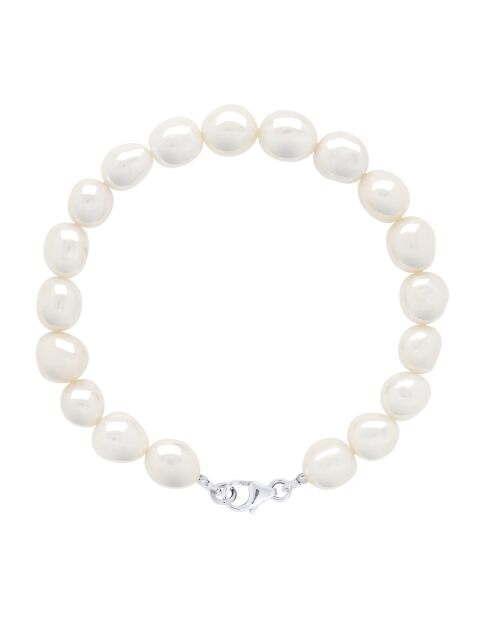 CLASSIC PEARLS natuurlijke witzilveren armband