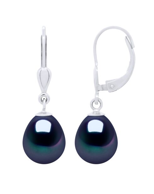 Tahiti zwarte sieraden witgouden oorbellen