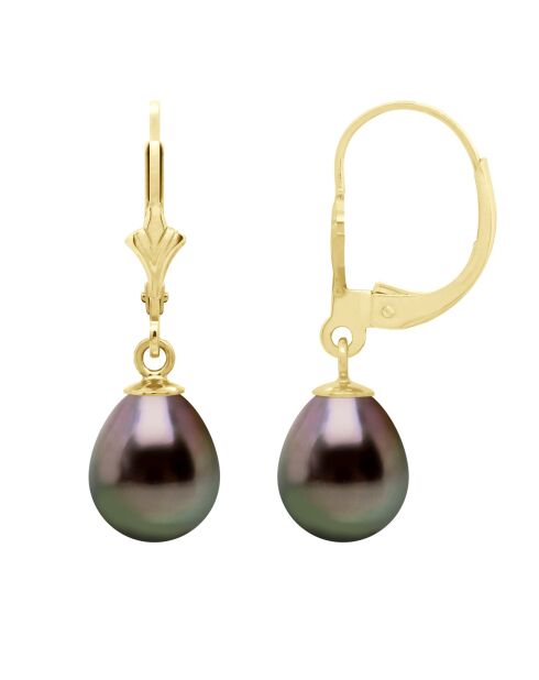 Ohrringe aus Gelbgold, schwarzer Schmuck, Tahiti