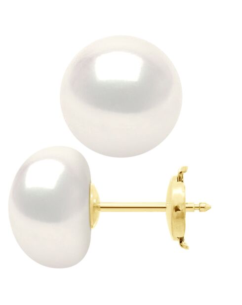 Boucles d'Oreilles en or jaune JOAILLERIE blanches naturelles