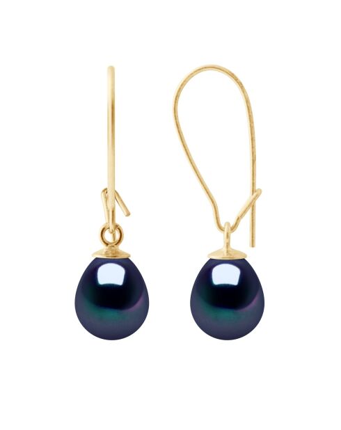 Ohrringe aus Gelbgold, schwarzer Schmuck, Tahiti