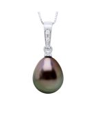 Tahiti/witte zwarte sieraden witgouden hanger