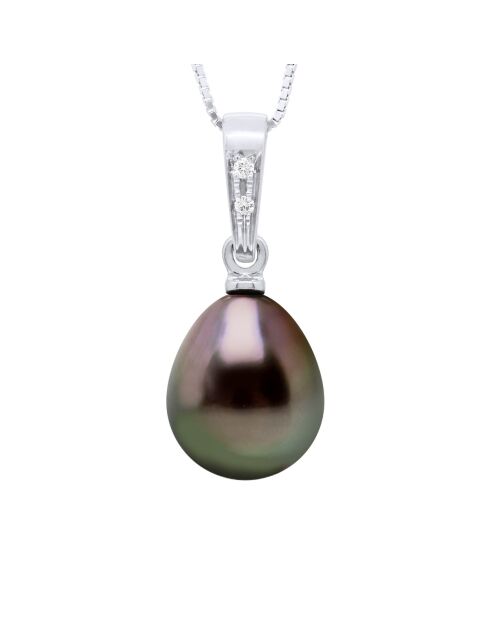 Tahiti/witte zwarte sieraden witgouden hanger