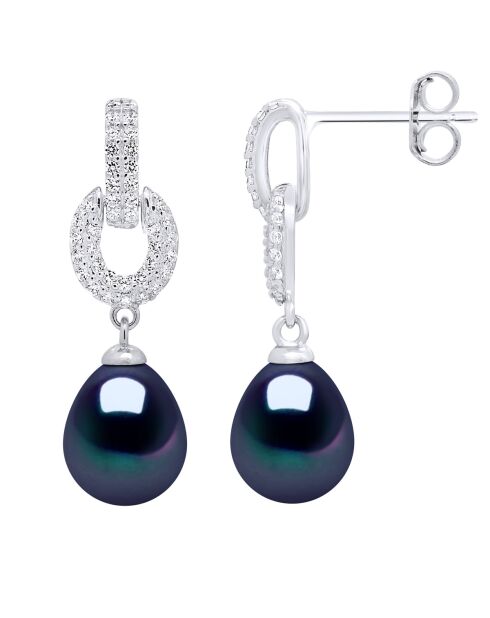 ICONICI orecchini in argento nero Tahiti