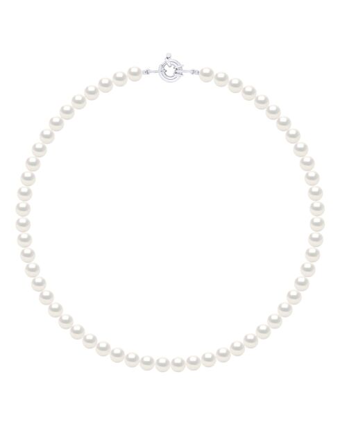 CLASSIC PEARLS Halskette aus natürlichem perlweißem Silber