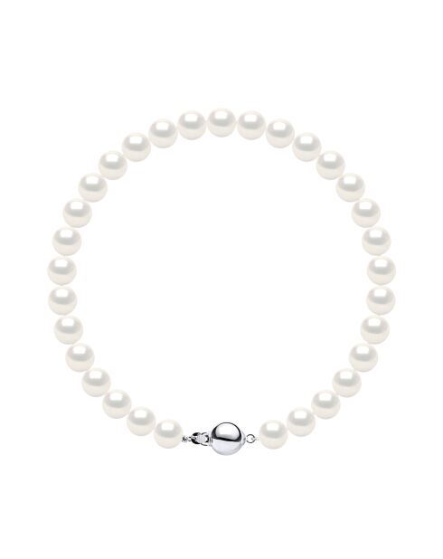 CLASSIC PEARLS natuurlijke parelwitte zilveren armband