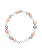 MULTICOLOUR CLASSIC PEARLS zilveren armband