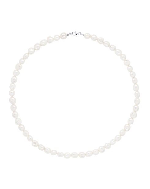 CLASSIC PEARLS natuurlijke parelwitte zilveren ketting