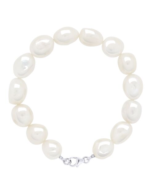 CLASSIC PEARLS natuurlijke witzilveren armband