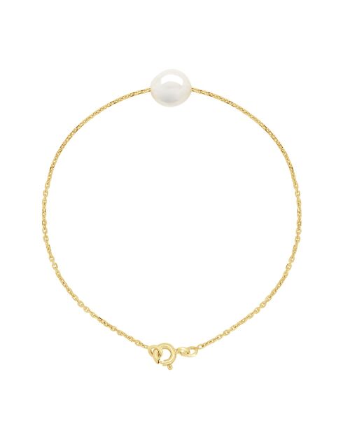 FOREVER LOVE natuurlijke parelwitte geelgouden armband