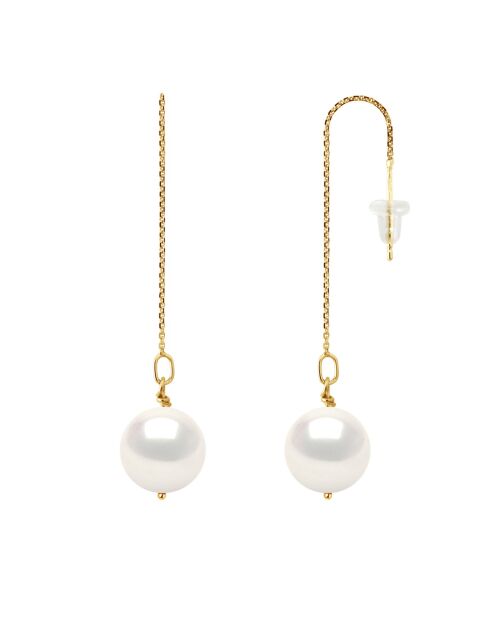 Natürlicher weißer SCHMUCK Ohrringe aus Gelbgold