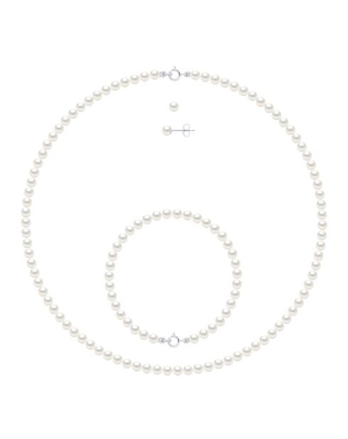 CLASSIC PEARLS Set aus natürlichem perlweißem Silber