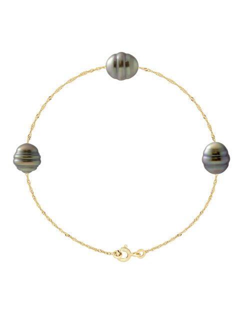 Geelgouden armband zwarte sieraden Tahiti