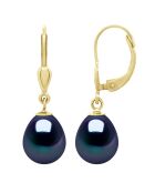 Boucles d'Oreilles en or jaune JOAILLERIE noires Tahiti